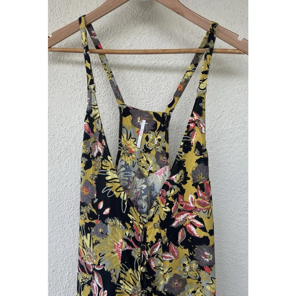 Free People Jump Jive Floral Mini Dress 4 V-Neck Sunflower Combo Boho Festival